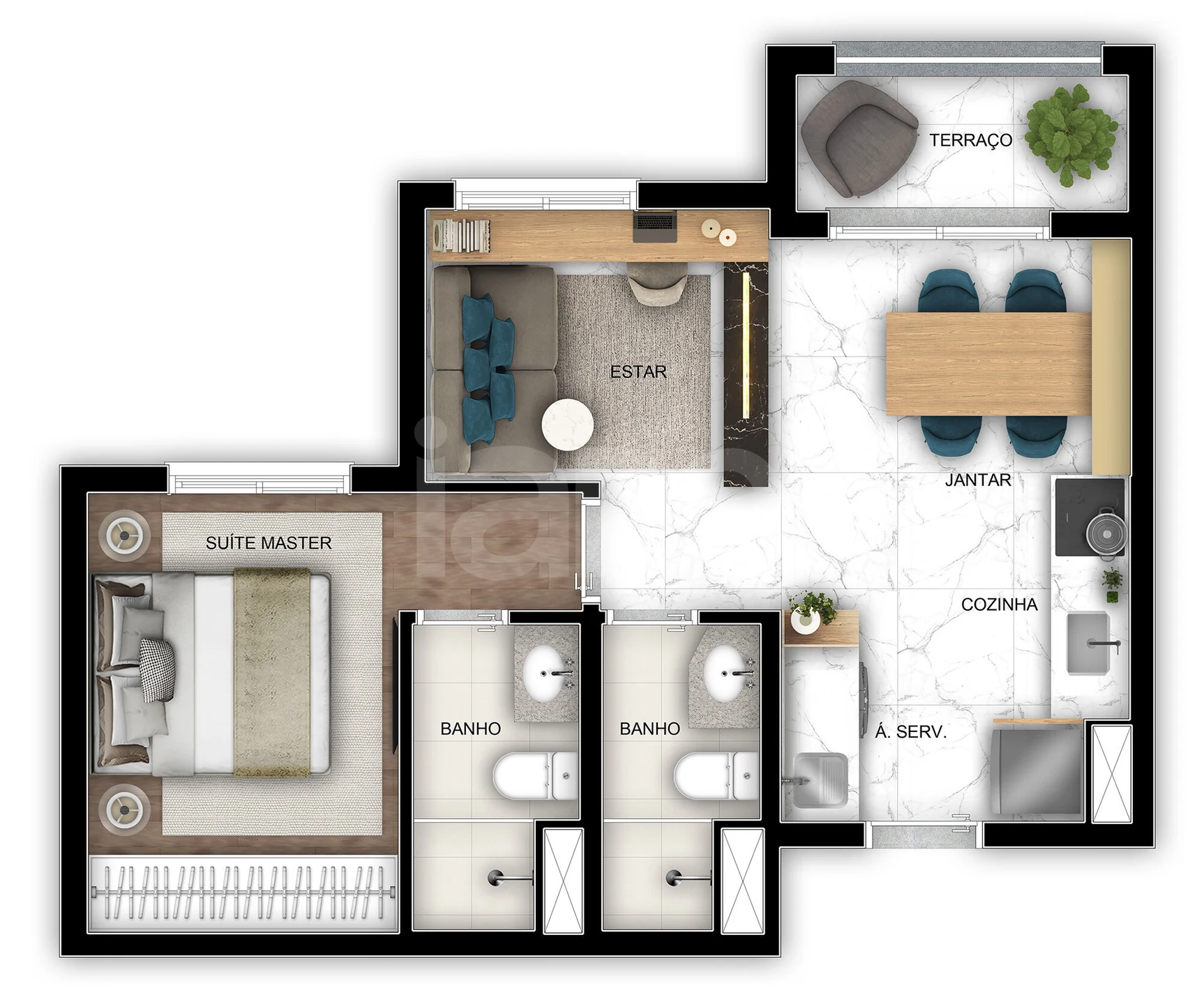 Planta — Apartamento 38,86 m²