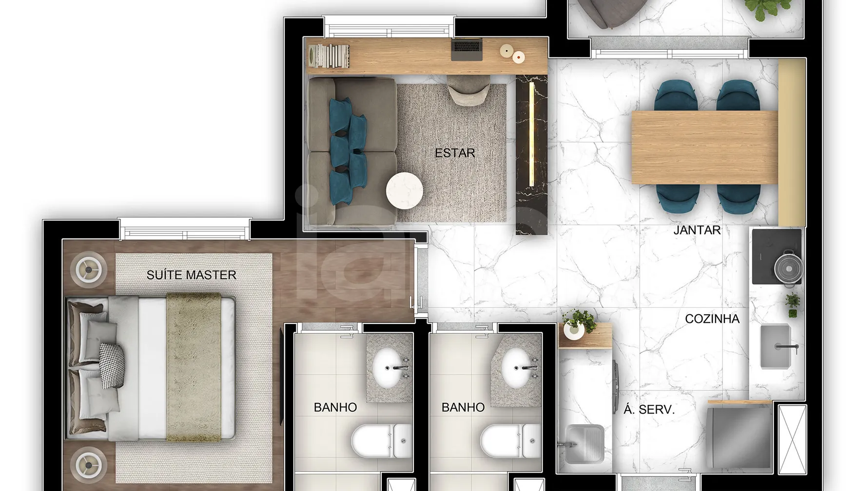 Planta — Apartamento 38,86 m²