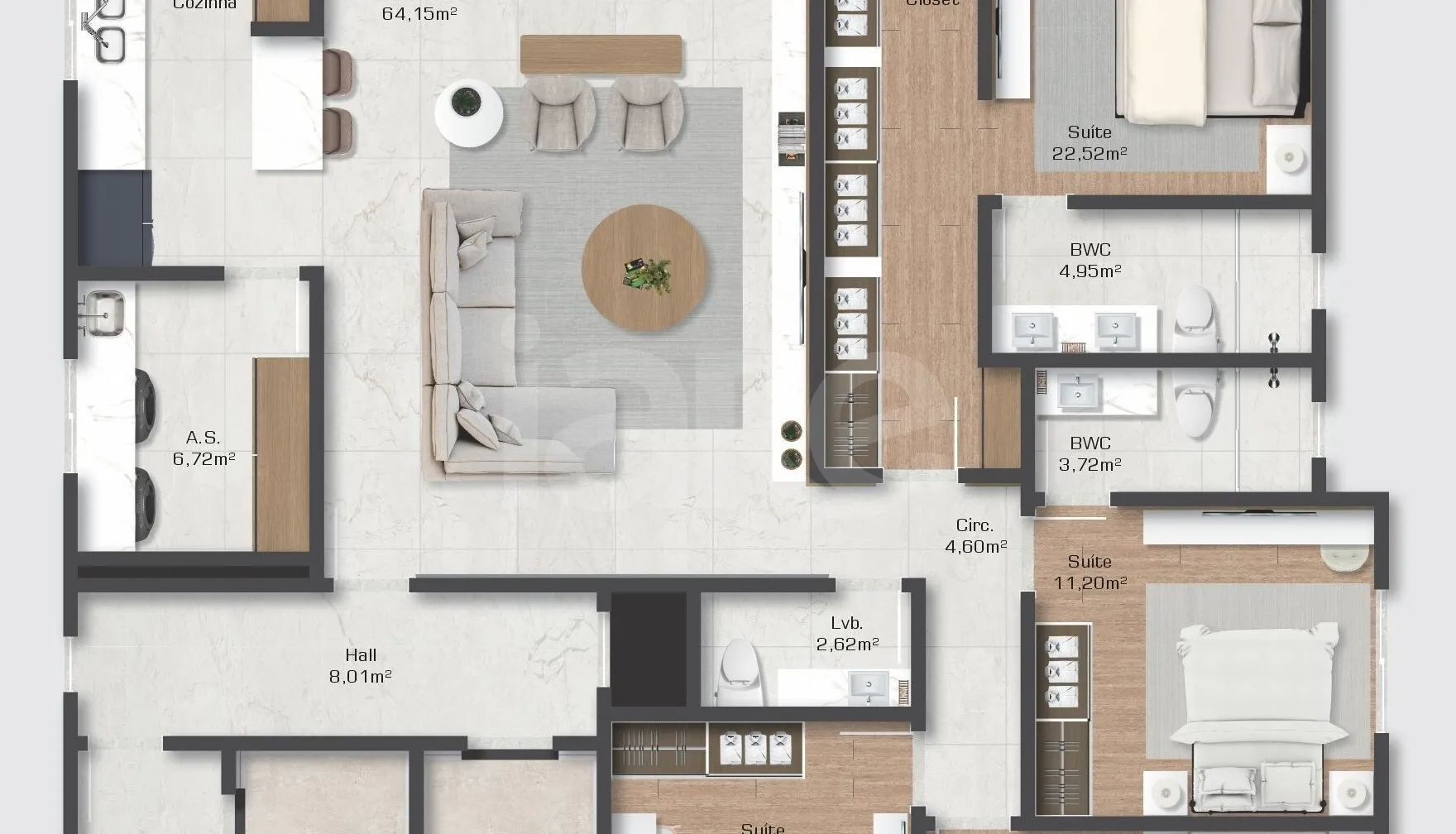 Planta — Apartamento 172,18 m²