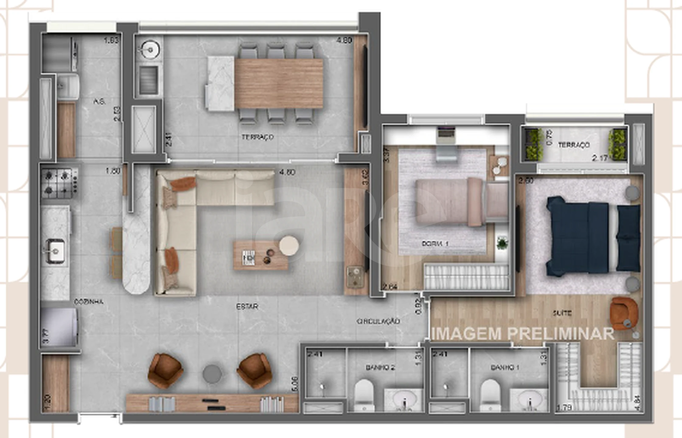 Planta — Apartamento 90,25 m²