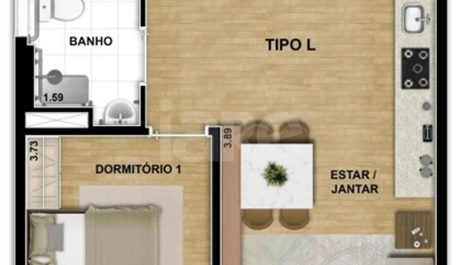 Planta — Apartamento 64,24 m²
