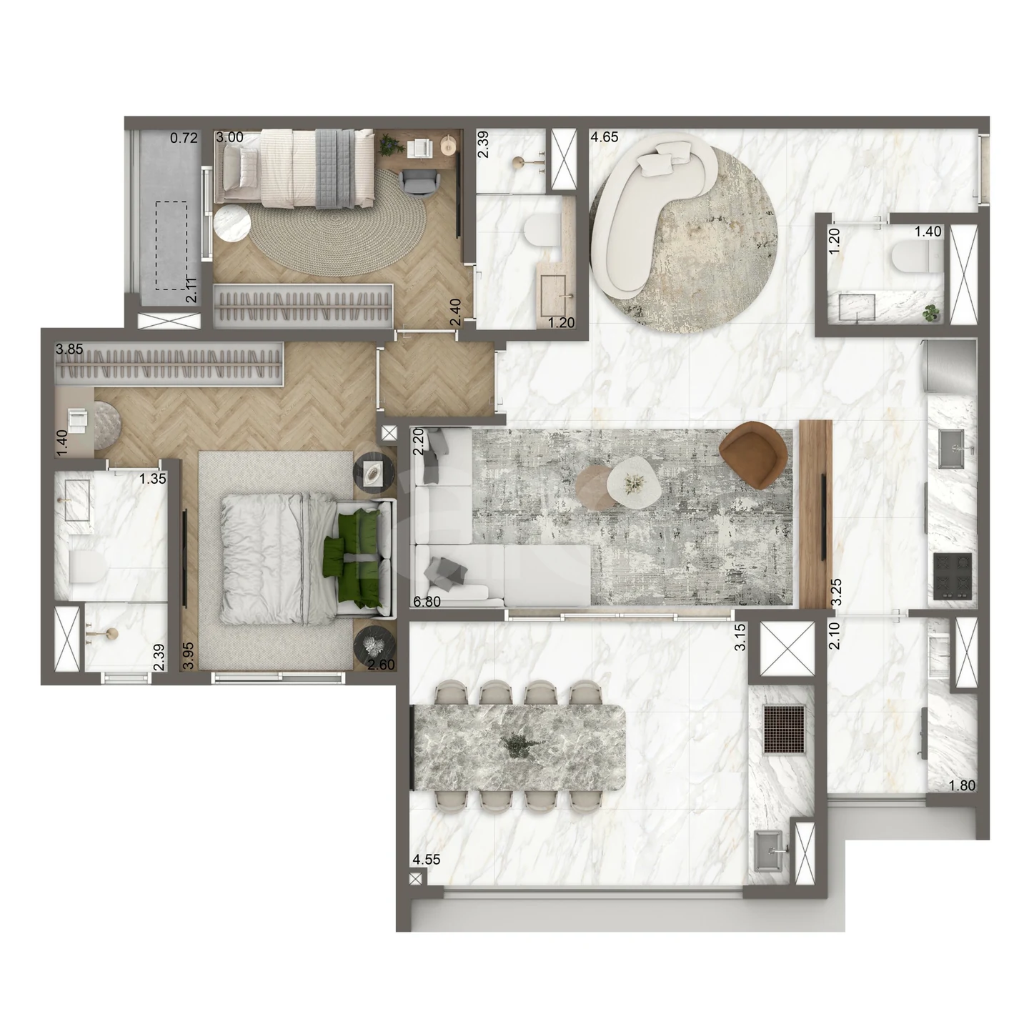 Planta — Apartamento 88,5 m²