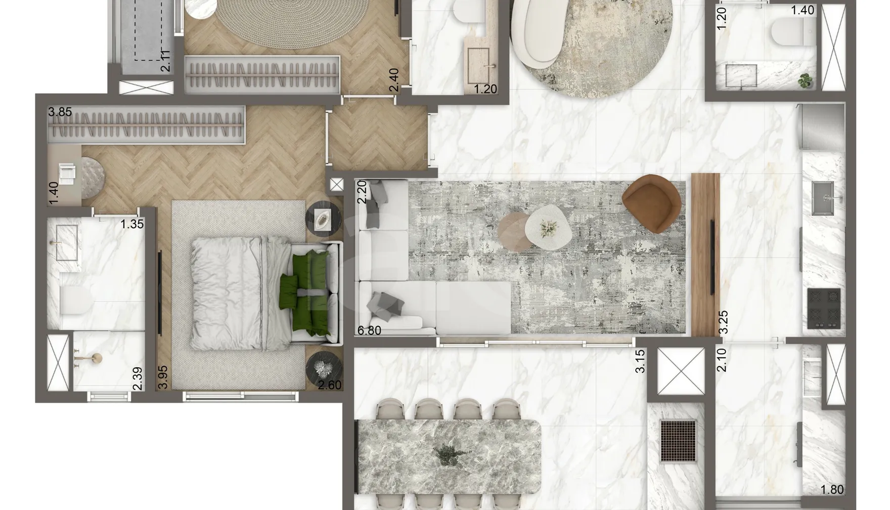 Planta — Apartamento 88,5 m²