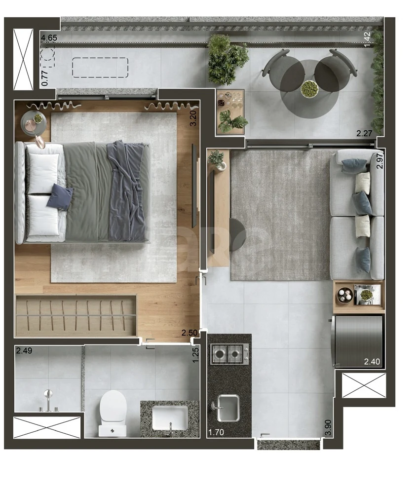 Planta — Apartamento 29,05 m²