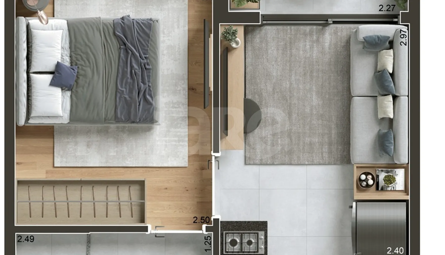 Planta — Apartamento 29,05 m²