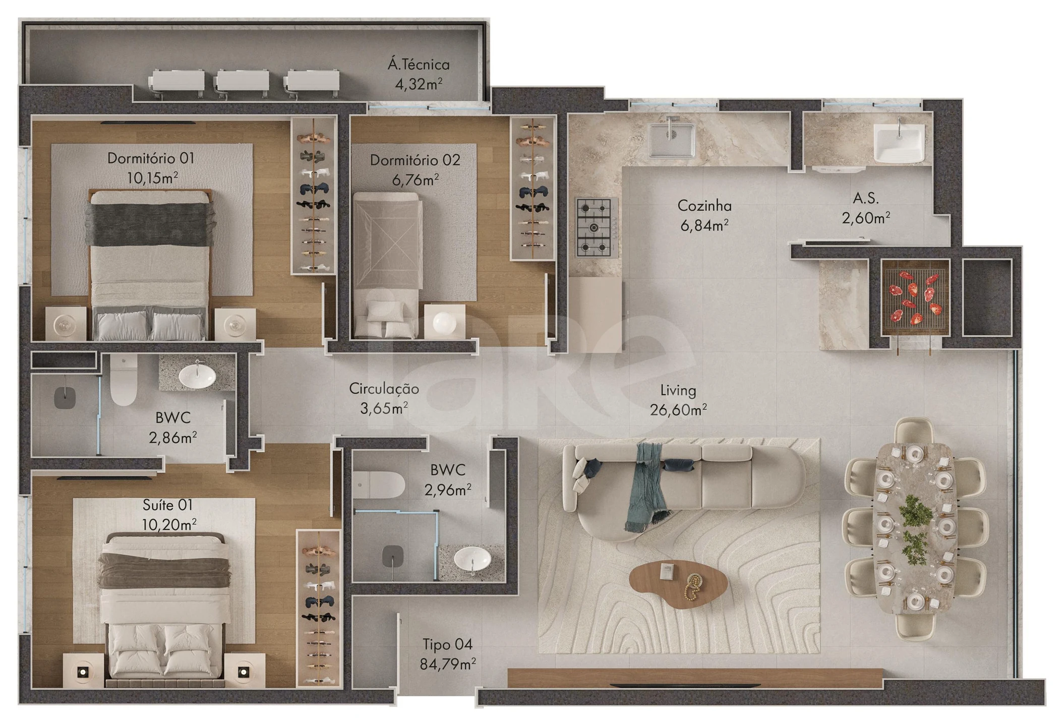 Planta — Apartamento 84,79 m²