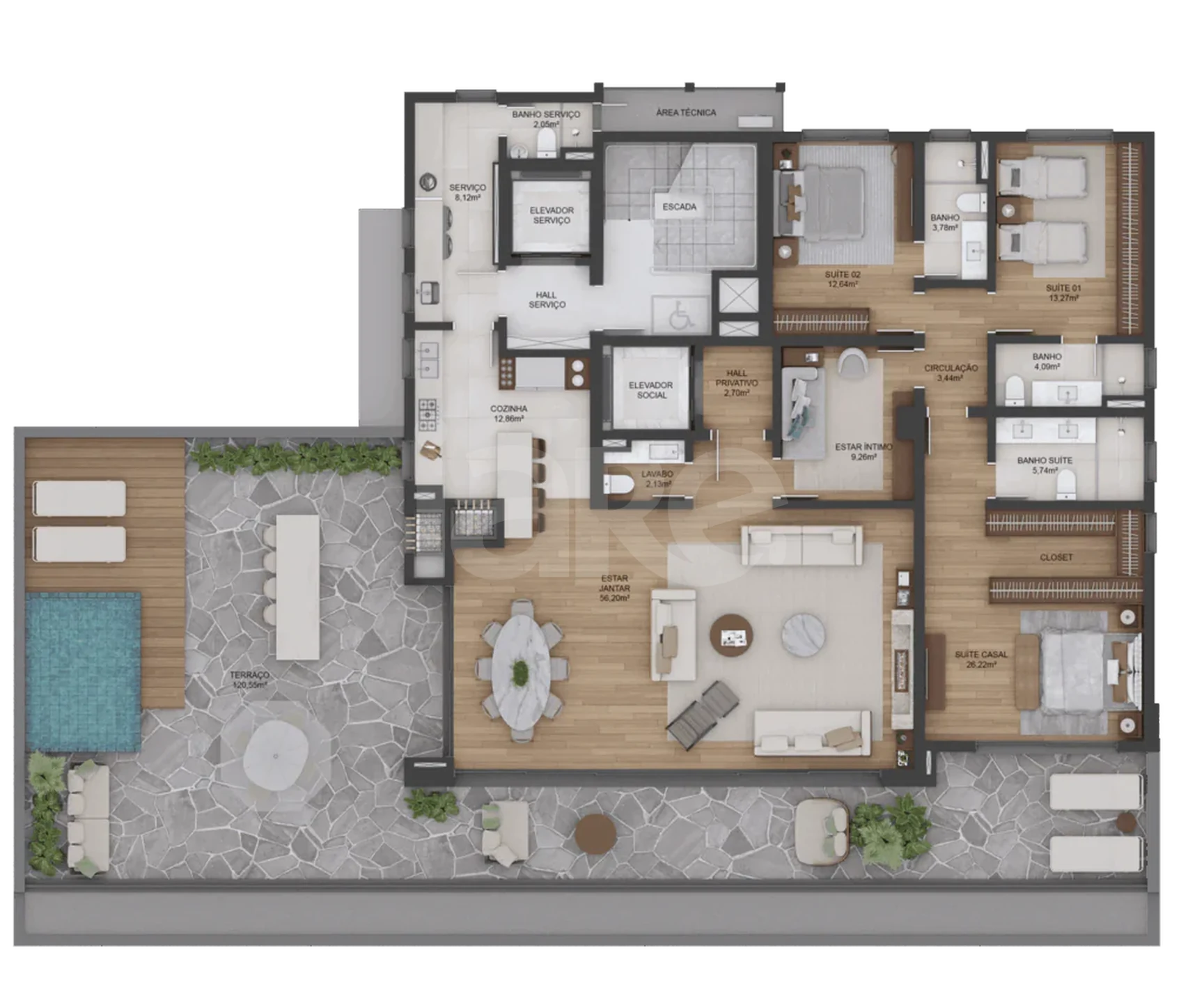 Planta — Cobertura Duplex 404,52 m²