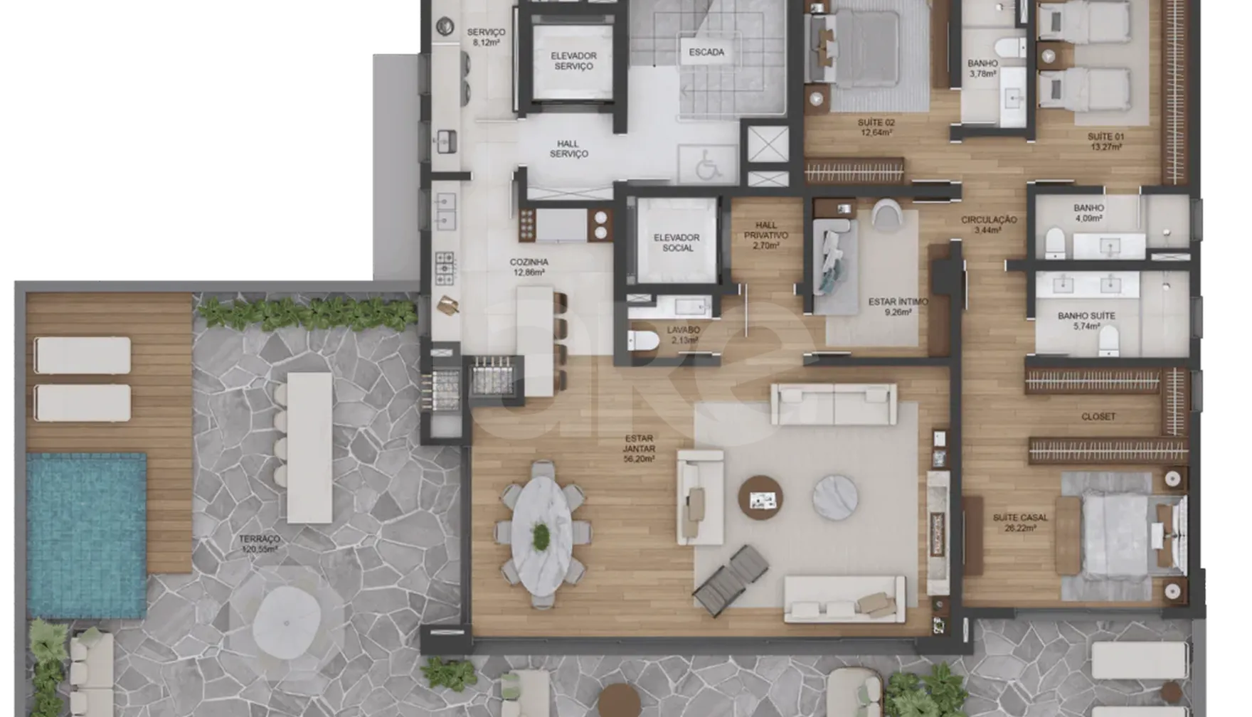Planta — Cobertura Duplex 404,52 m²