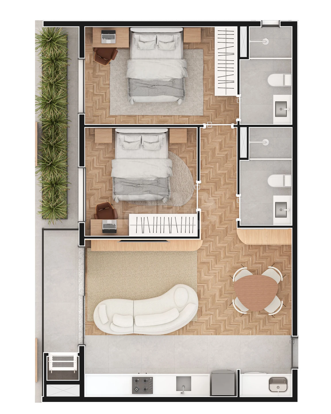 Planta — Apartamento 64,76 m²