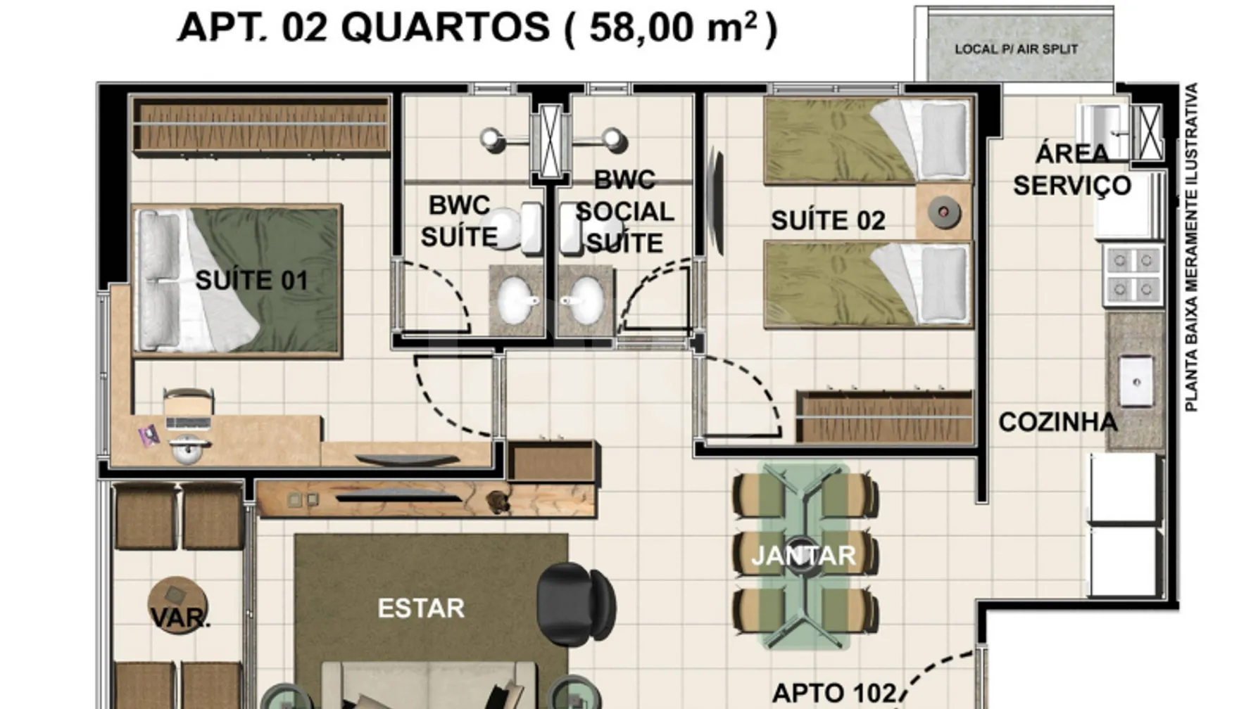 Planta — Apartamento 58 m²