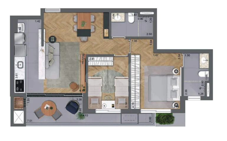 Planta — Apartamento 69,94 m²