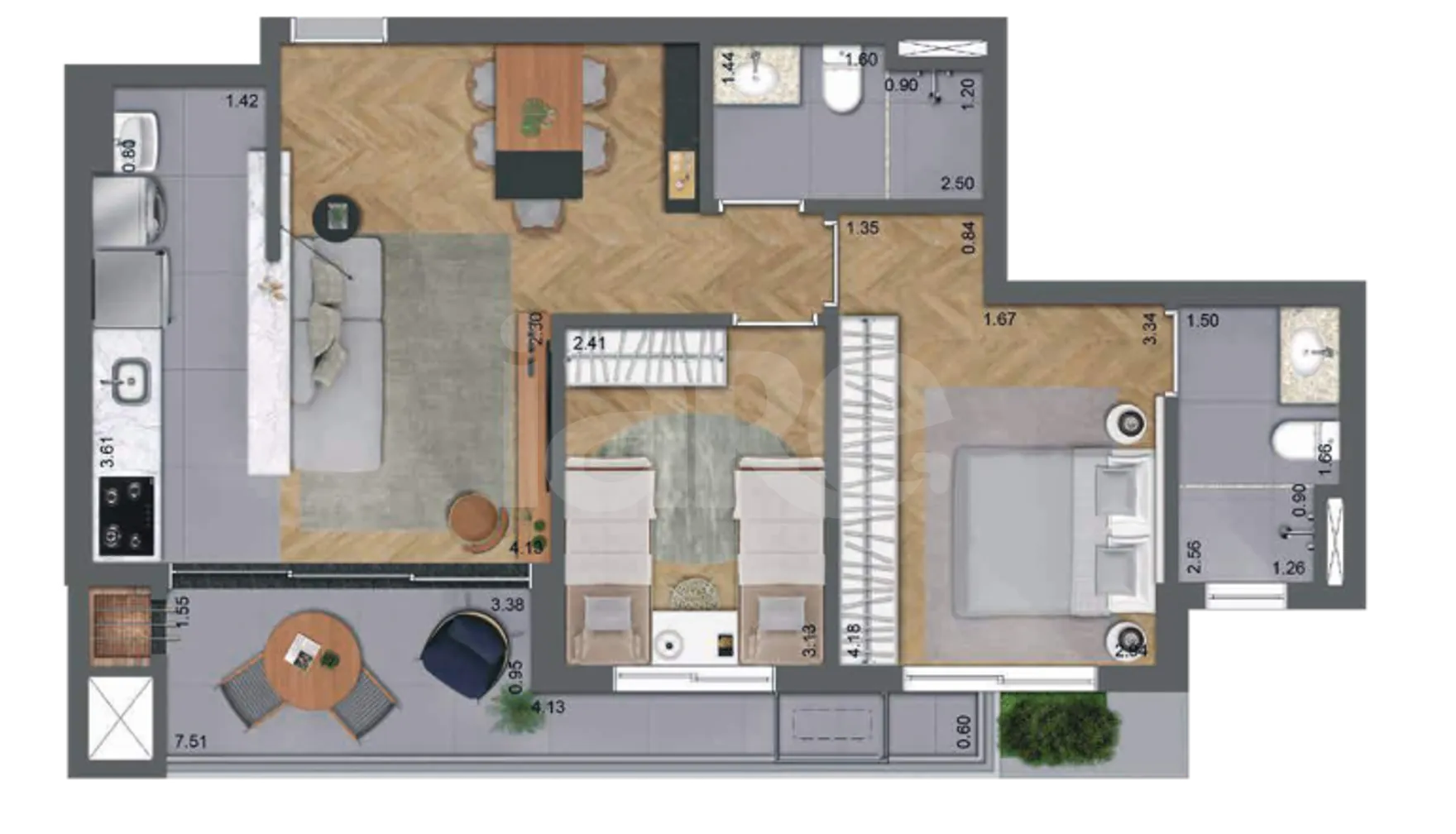 Planta — Apartamento 69,94 m²