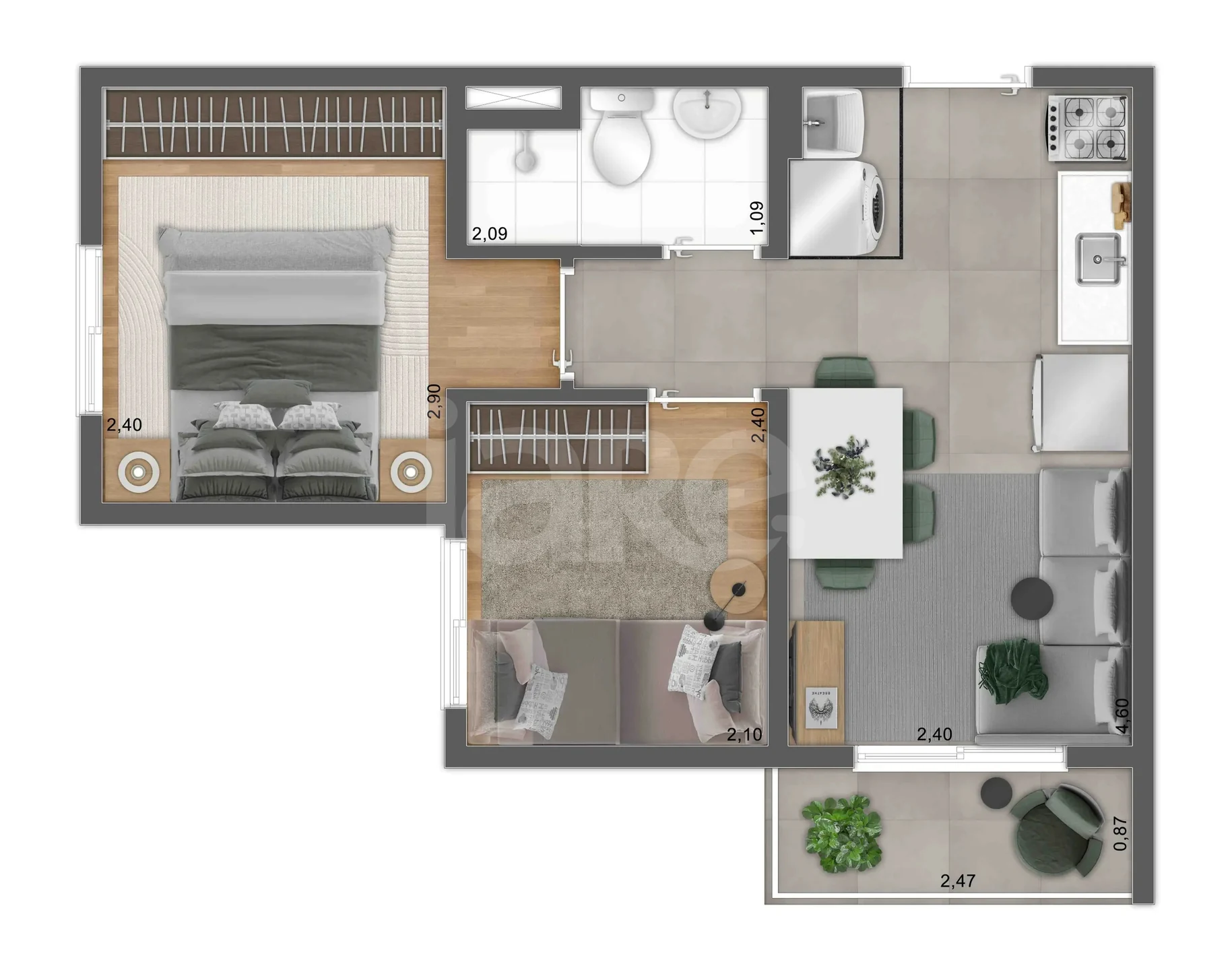 Planta — Apartamento 32,24 m²