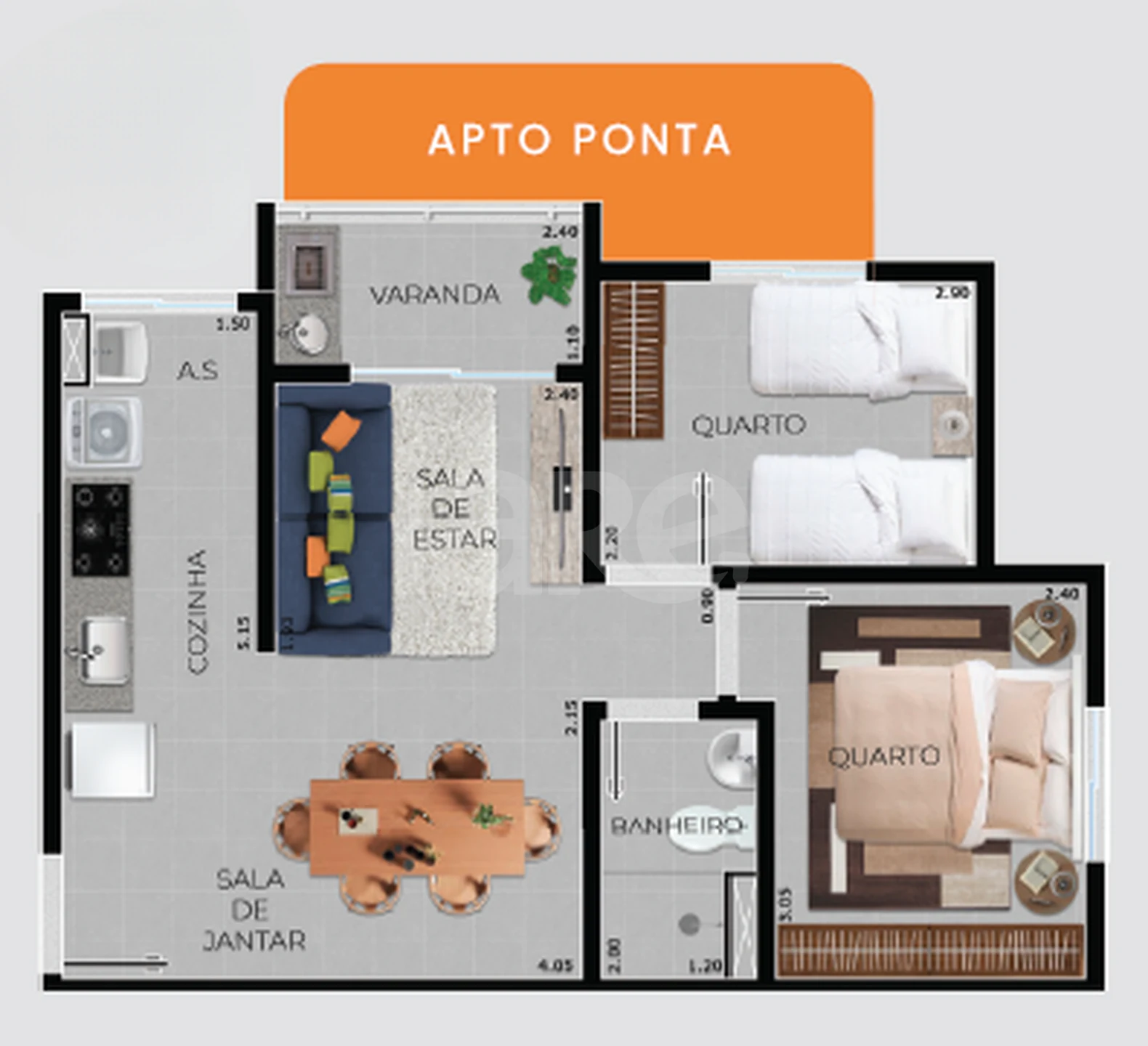 Planta — Apartamento 45,16 m²