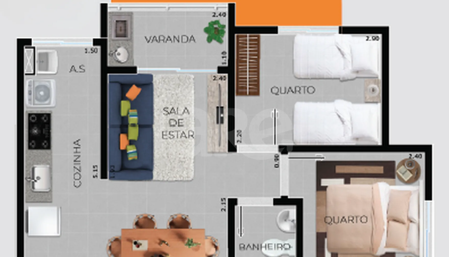 Planta — Apartamento 45,16 m²