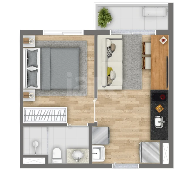 Planta — Apartamento 26,12 m²