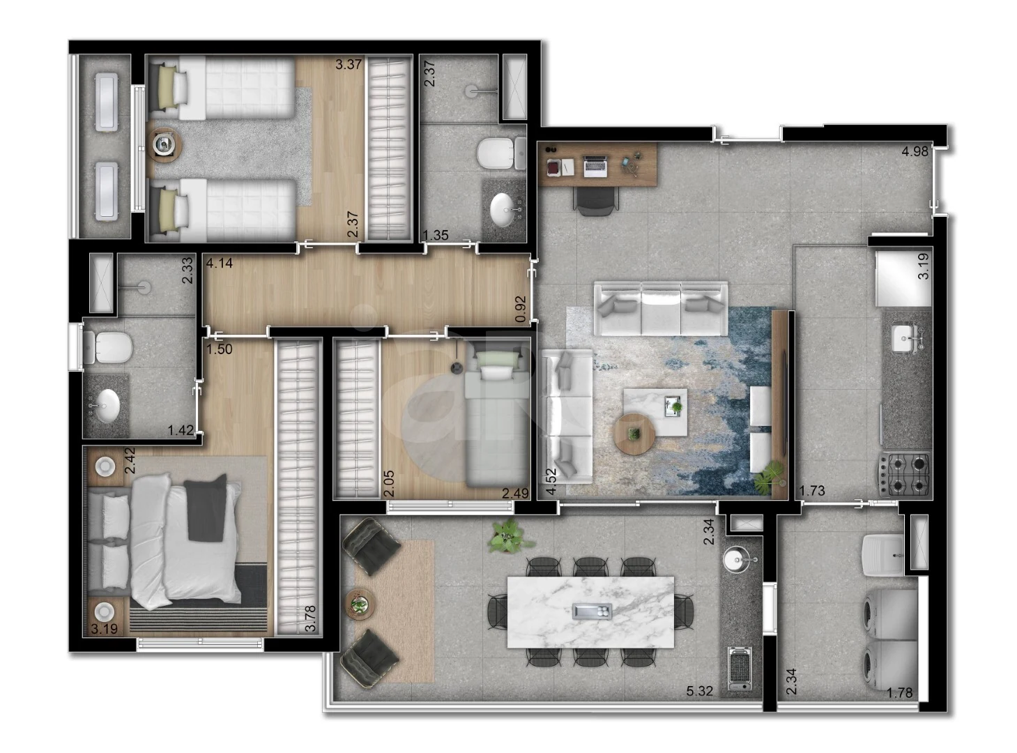 Planta — Apartamento 85 m²