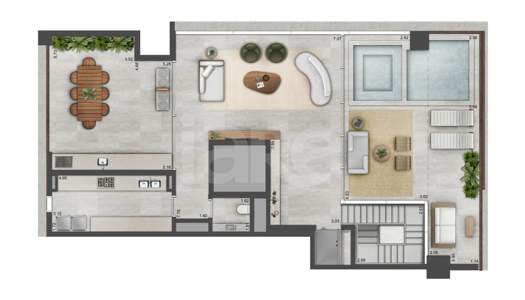 Planta — Cobertura Duplex 350,15 m²