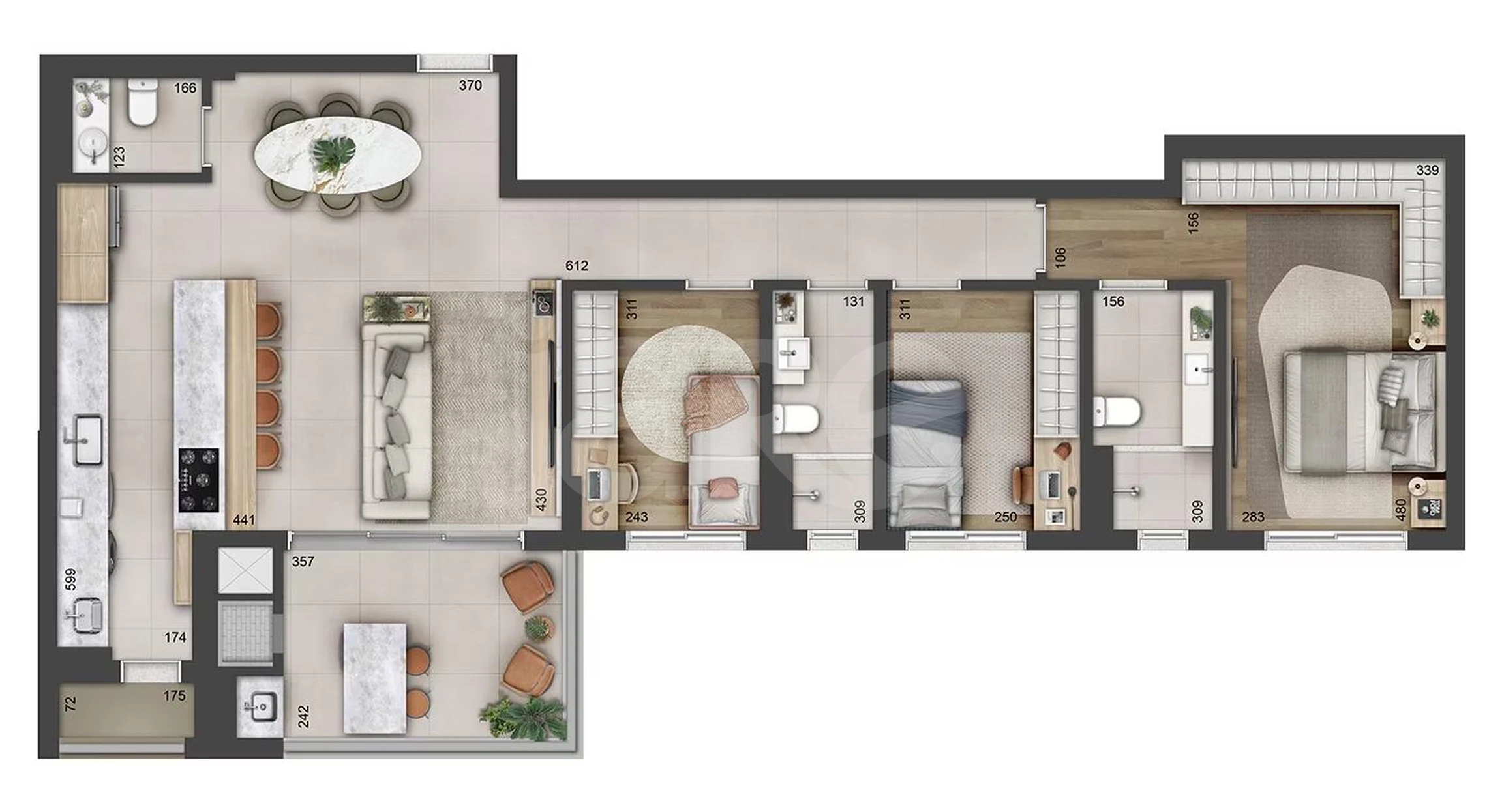 Planta — Apartamento 115,99 m²