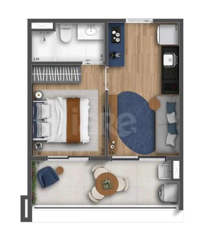 Planta — Apartamento 33,9 m²