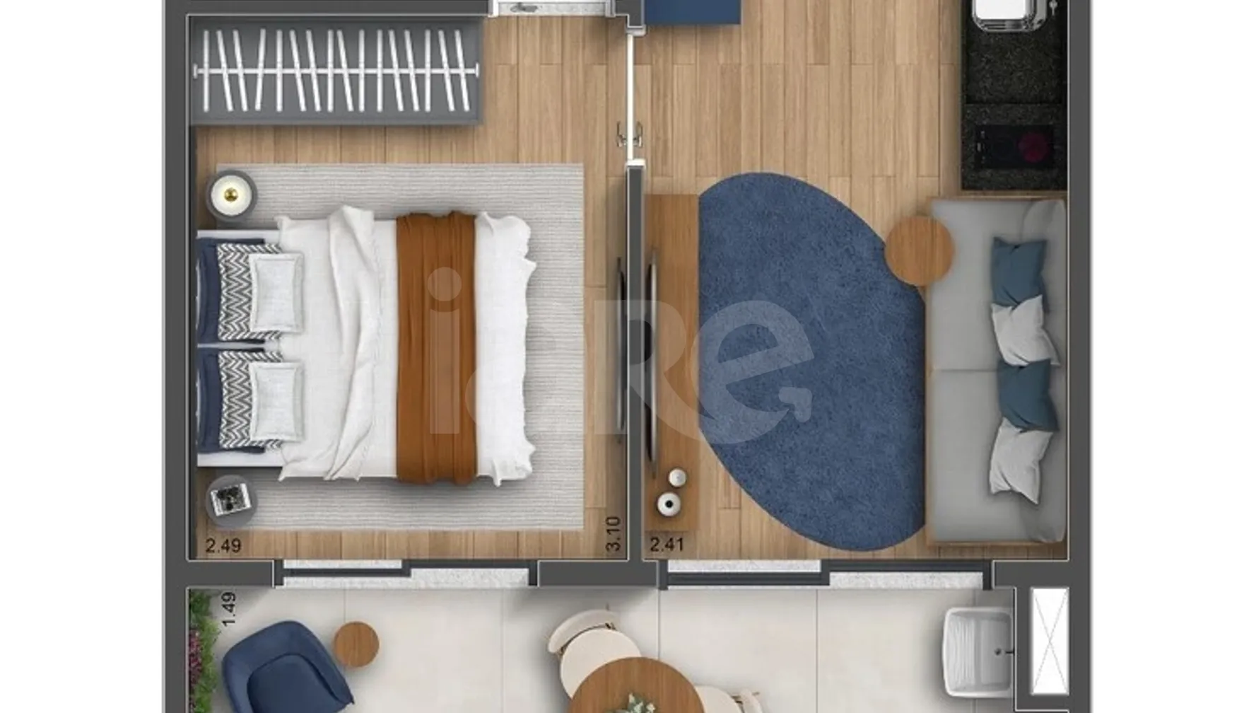 Planta — Apartamento 33,9 m²