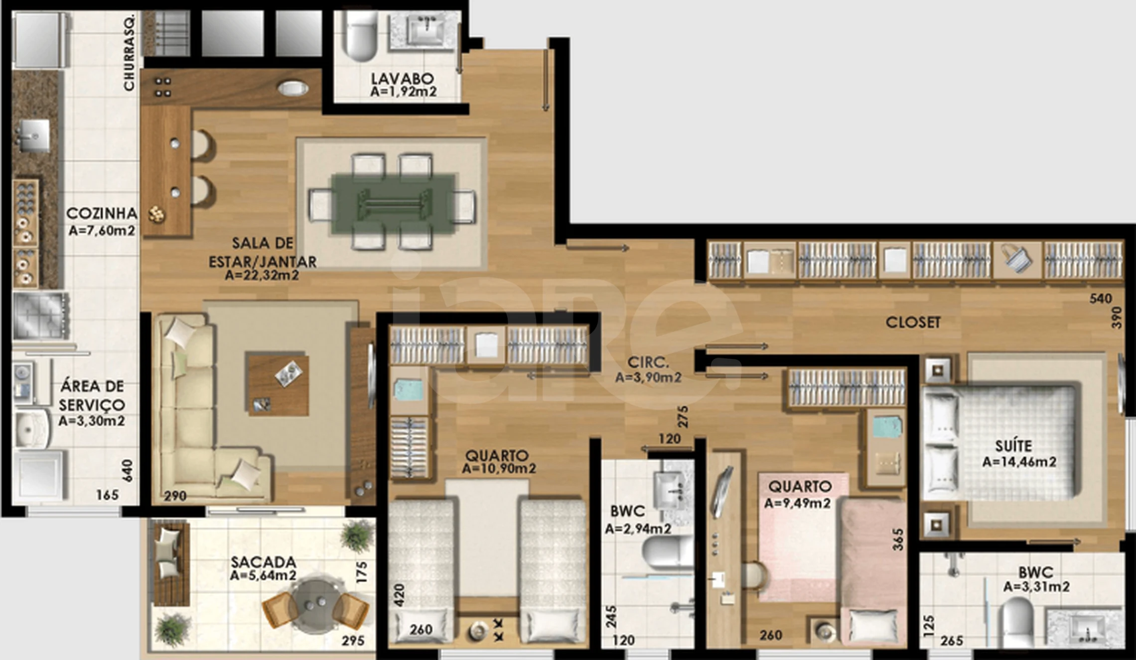 Planta — Apartamento 98,08 m²
