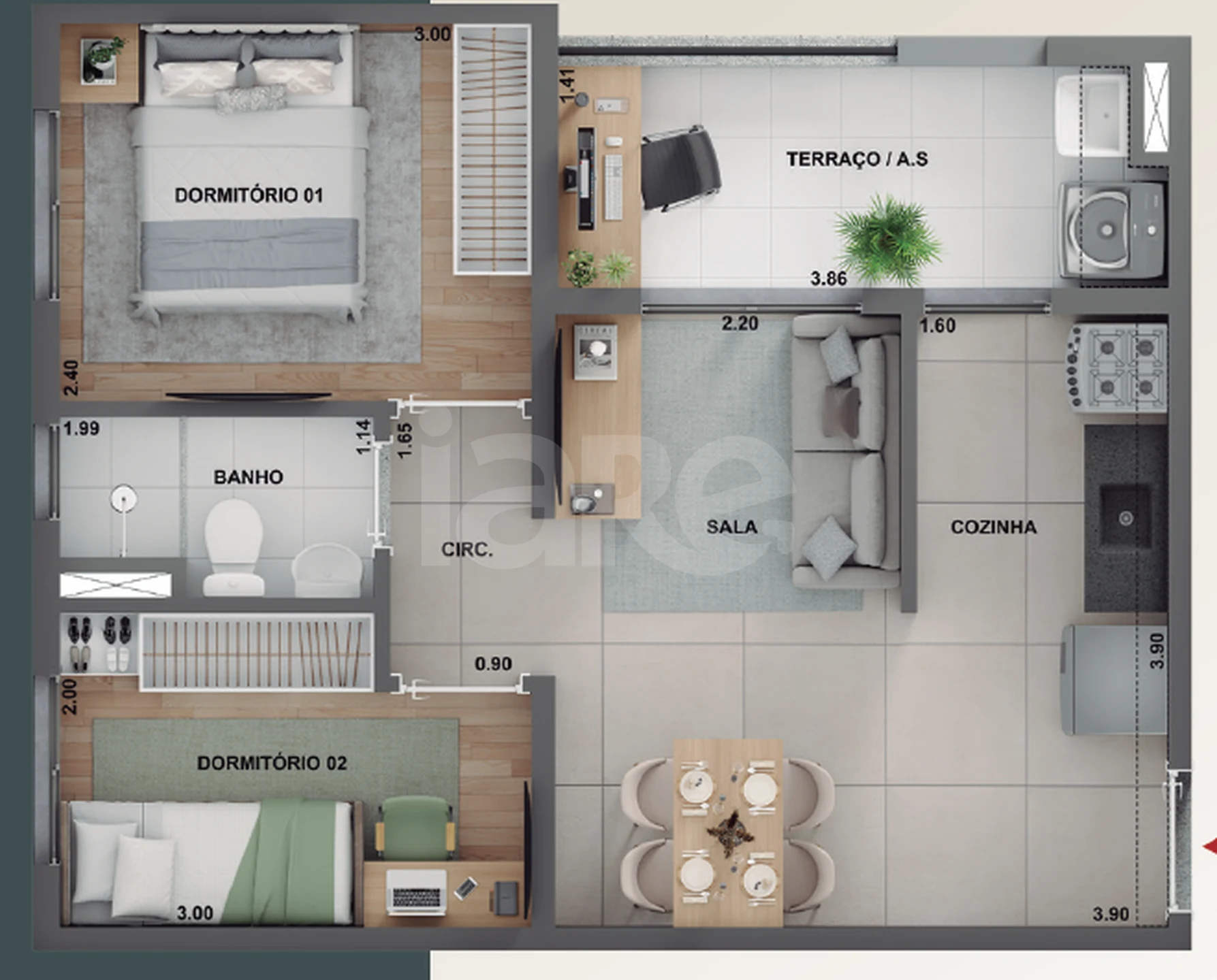 Planta — Apartamento 42 m²