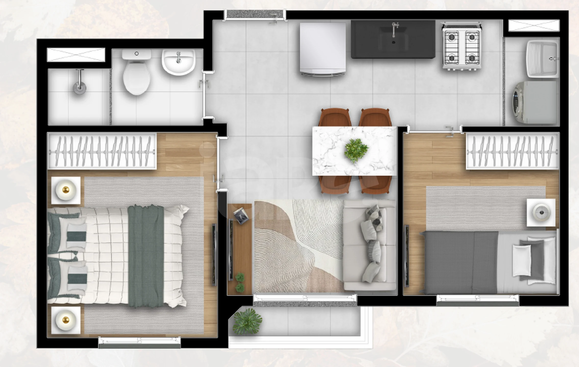 Planta — Apartamento 32,95 m²