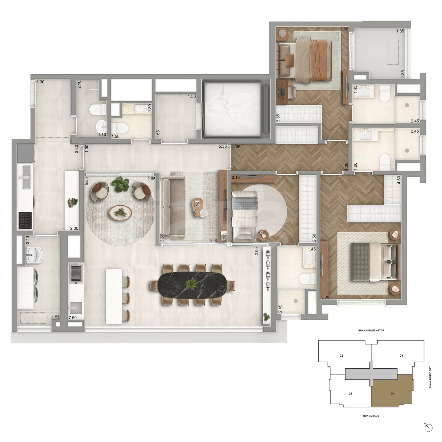 Planta — Apartamento 136 m²