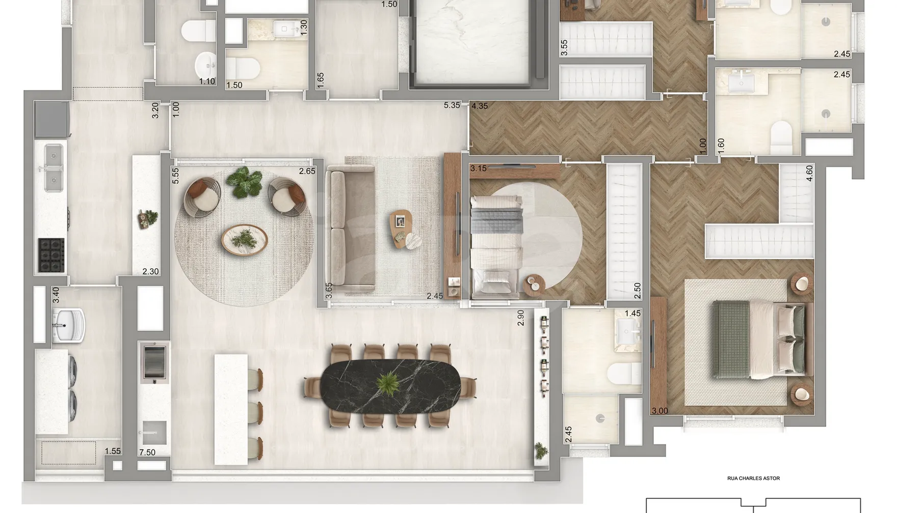 Planta — Apartamento 136 m²