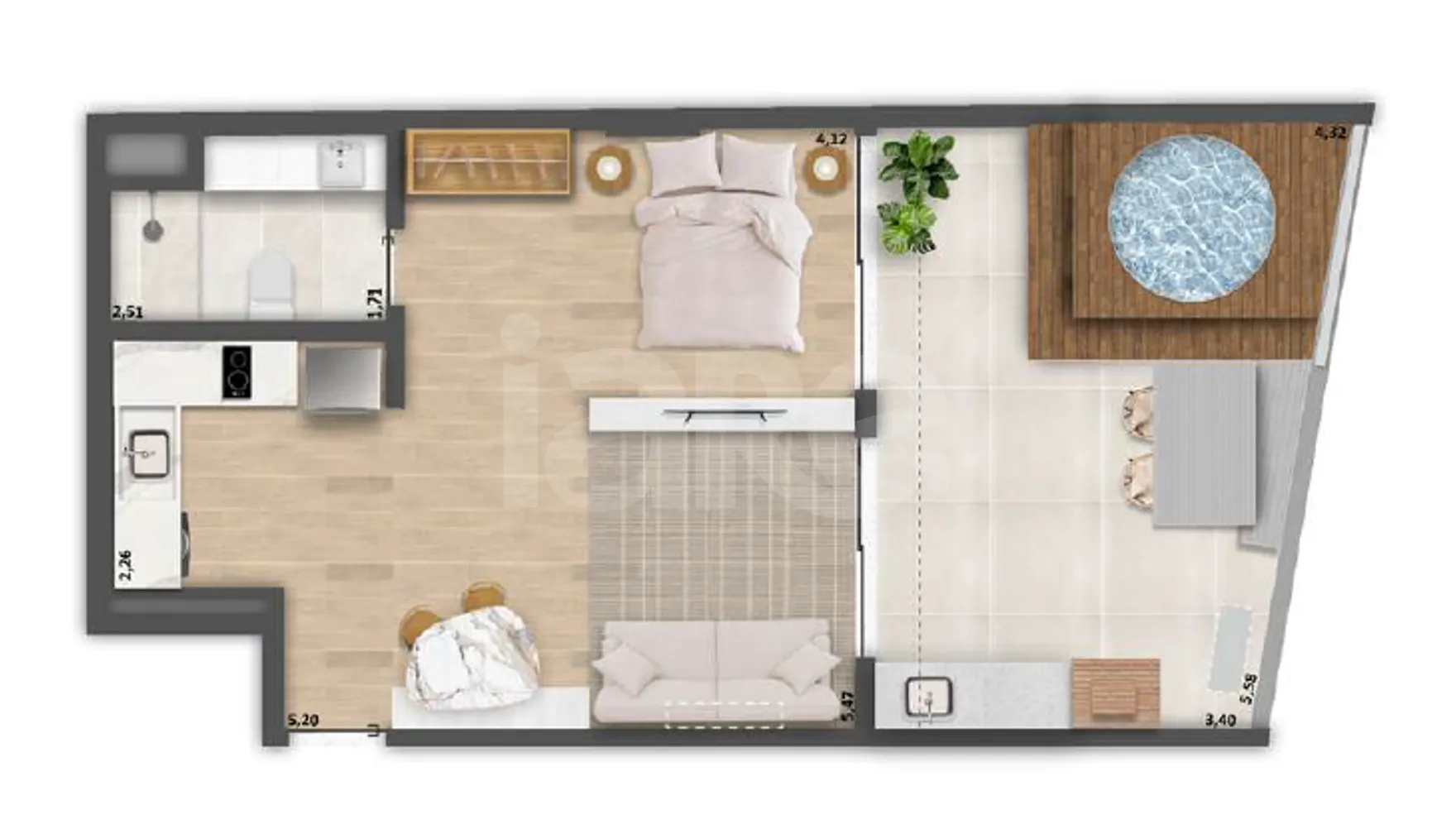 Planta — Cobertura Horizontal 62,62 m²