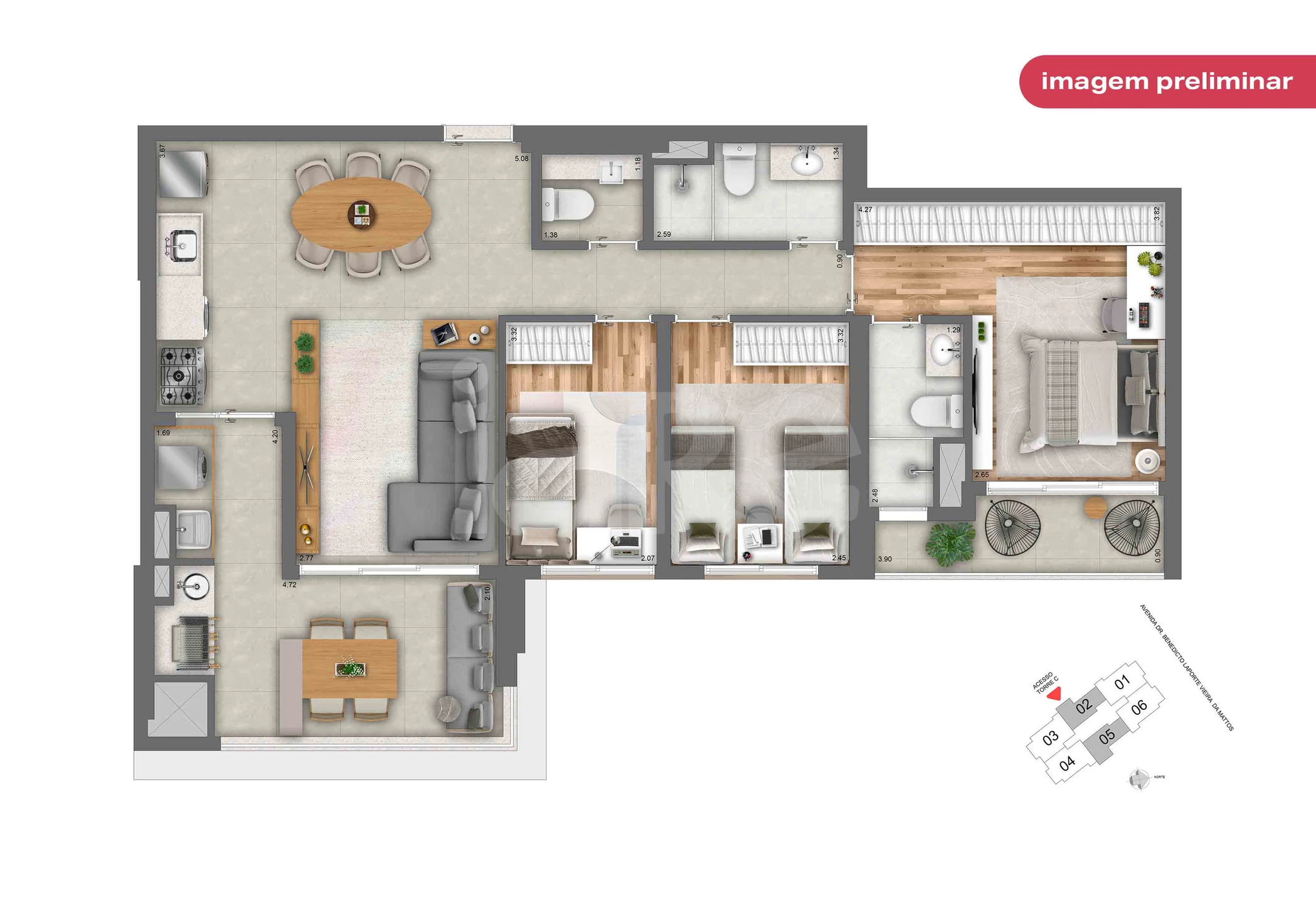 Planta — Apartamento 97,77 m²