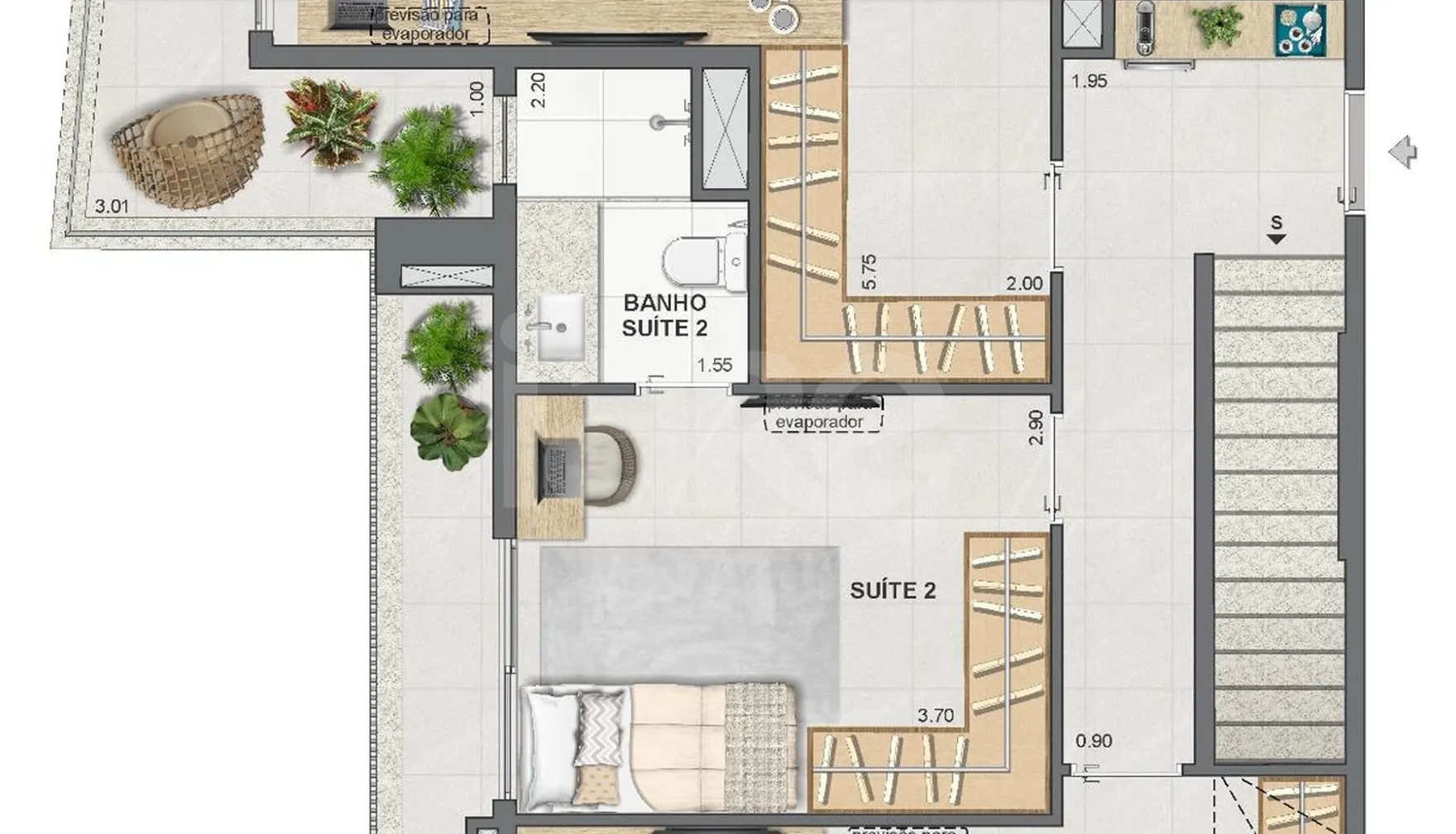 Planta — Cobertura Duplex 191,43 m²