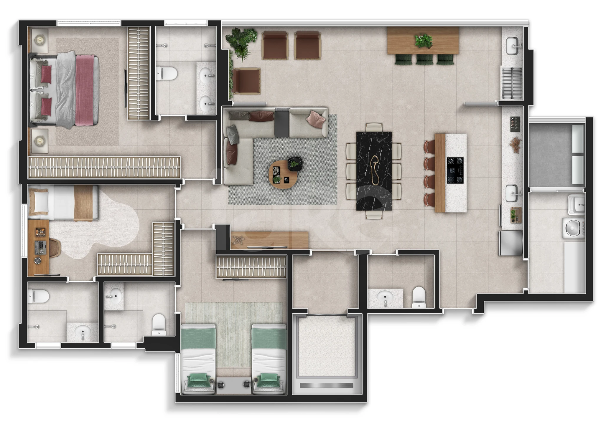 Planta — Apartamento 143,66 m²