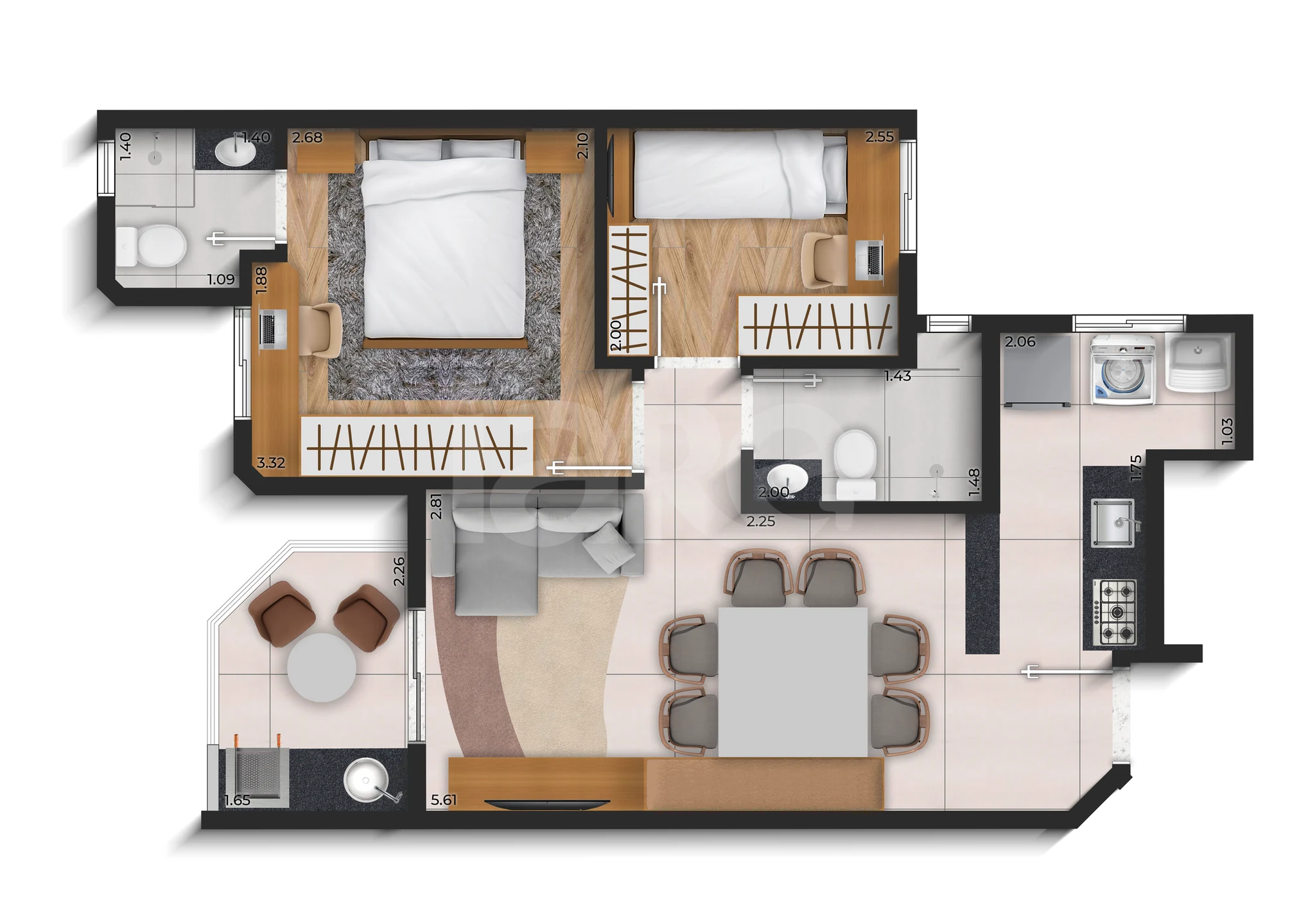 Planta — Apartamento 48,13 m²