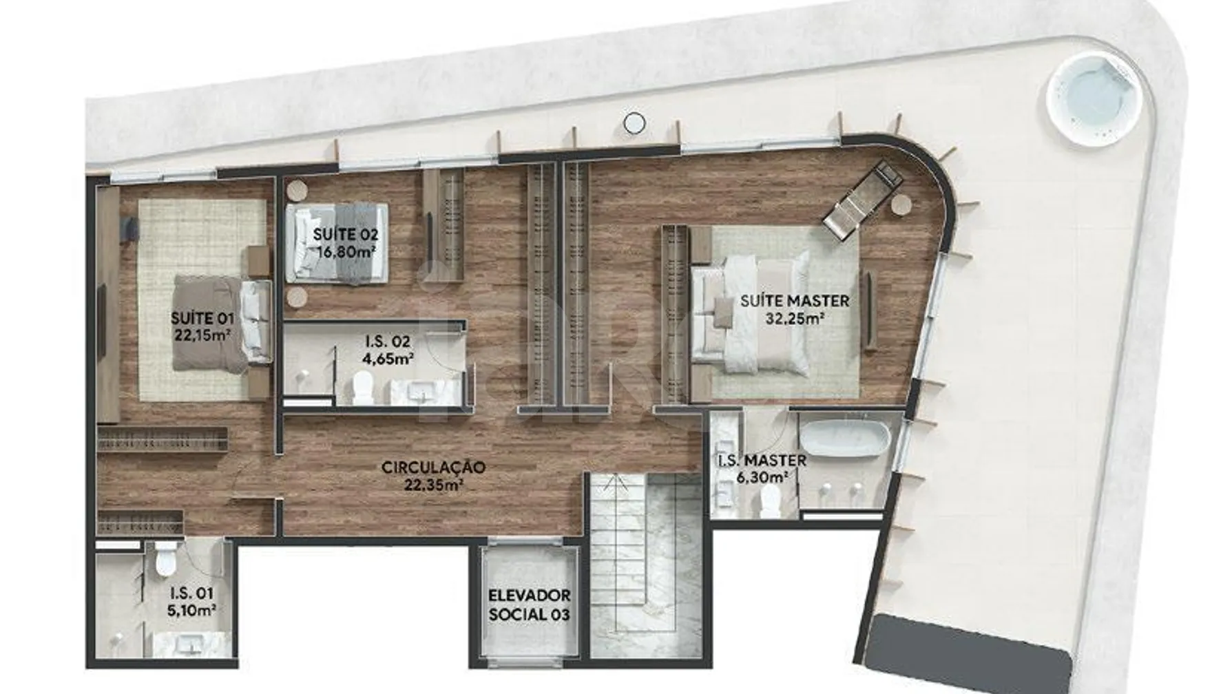 Planta — Cobertura Duplex 312,49 m²