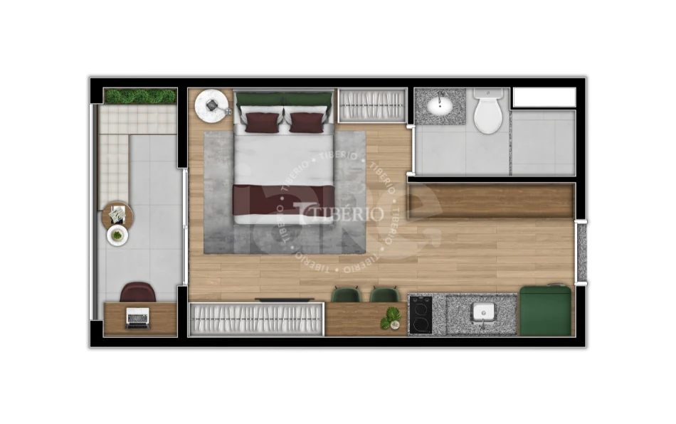 Planta — Studio 24,35 m²