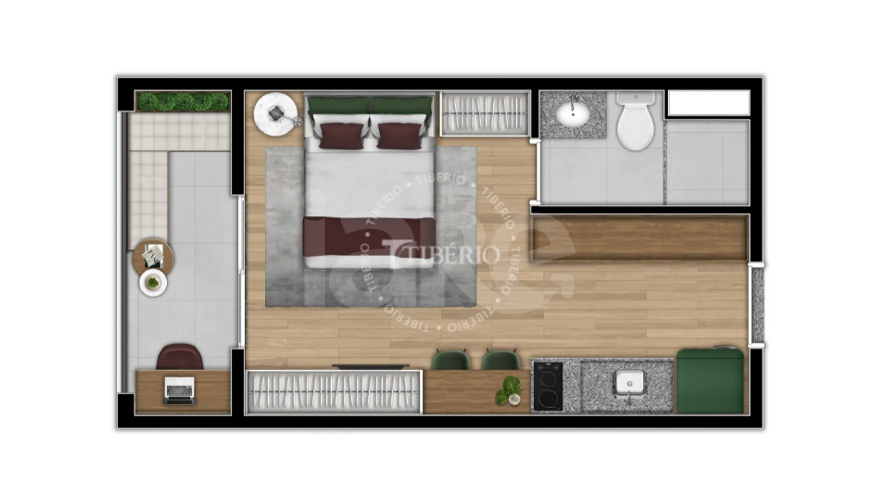 Planta — Studio 24,35 m²