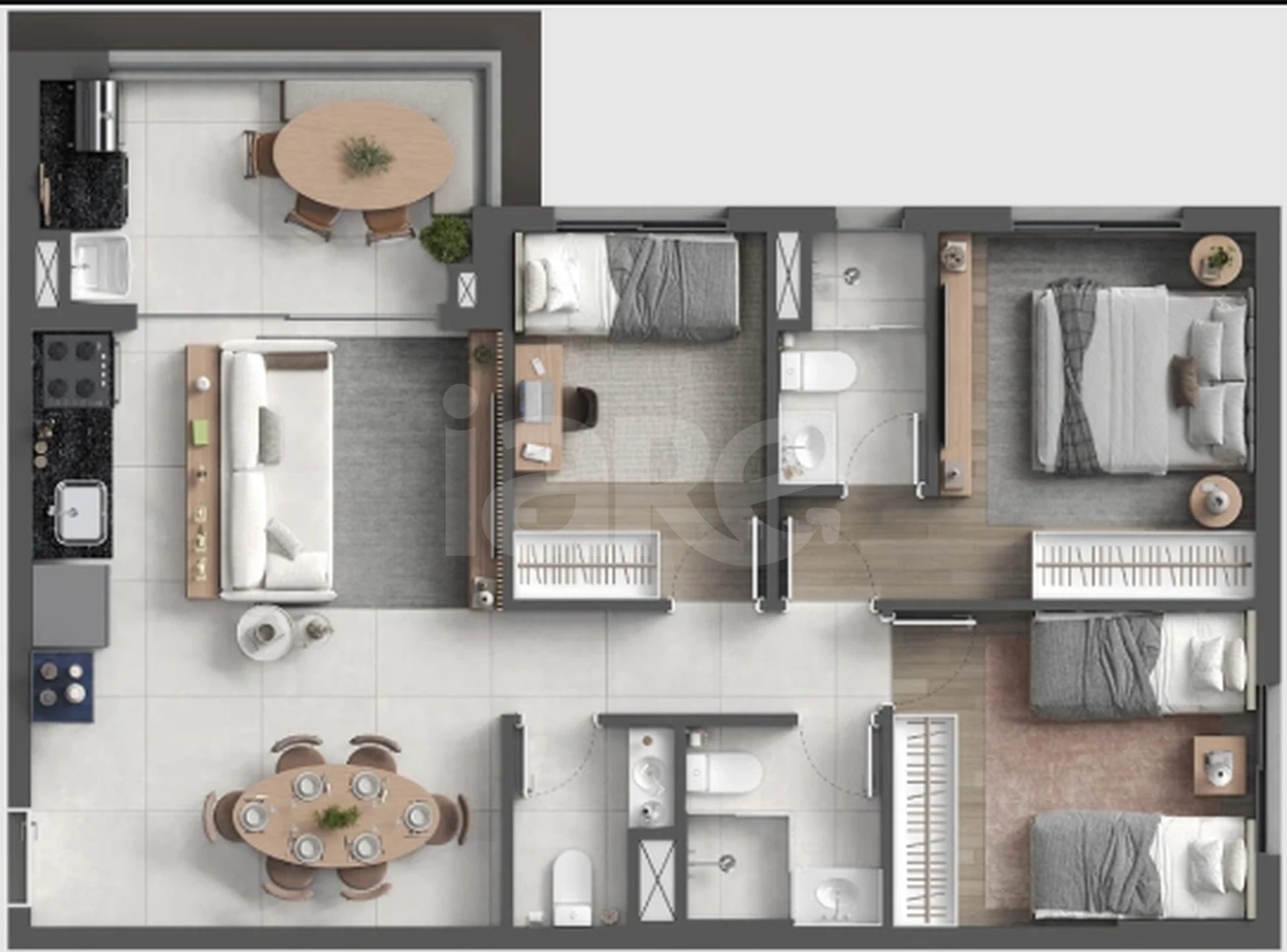 Planta — Apartamento 75,2 m²