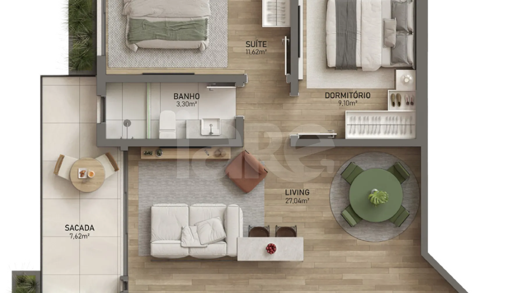 Planta — Apartamento 74,44 m²