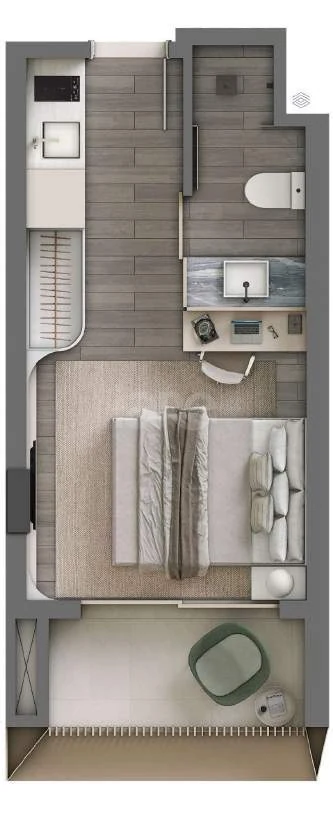 Planta — Studio 25,75 m²