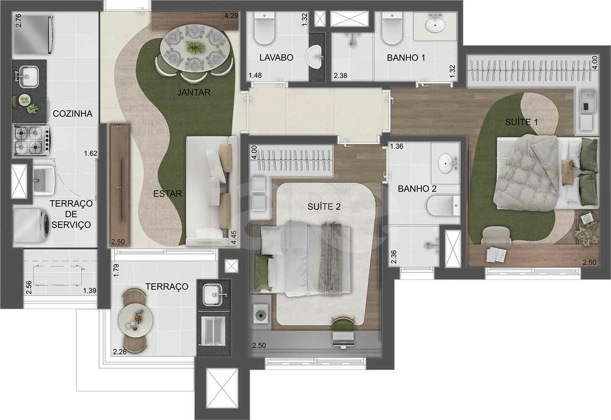 Planta — Apartamento 68,07 m²