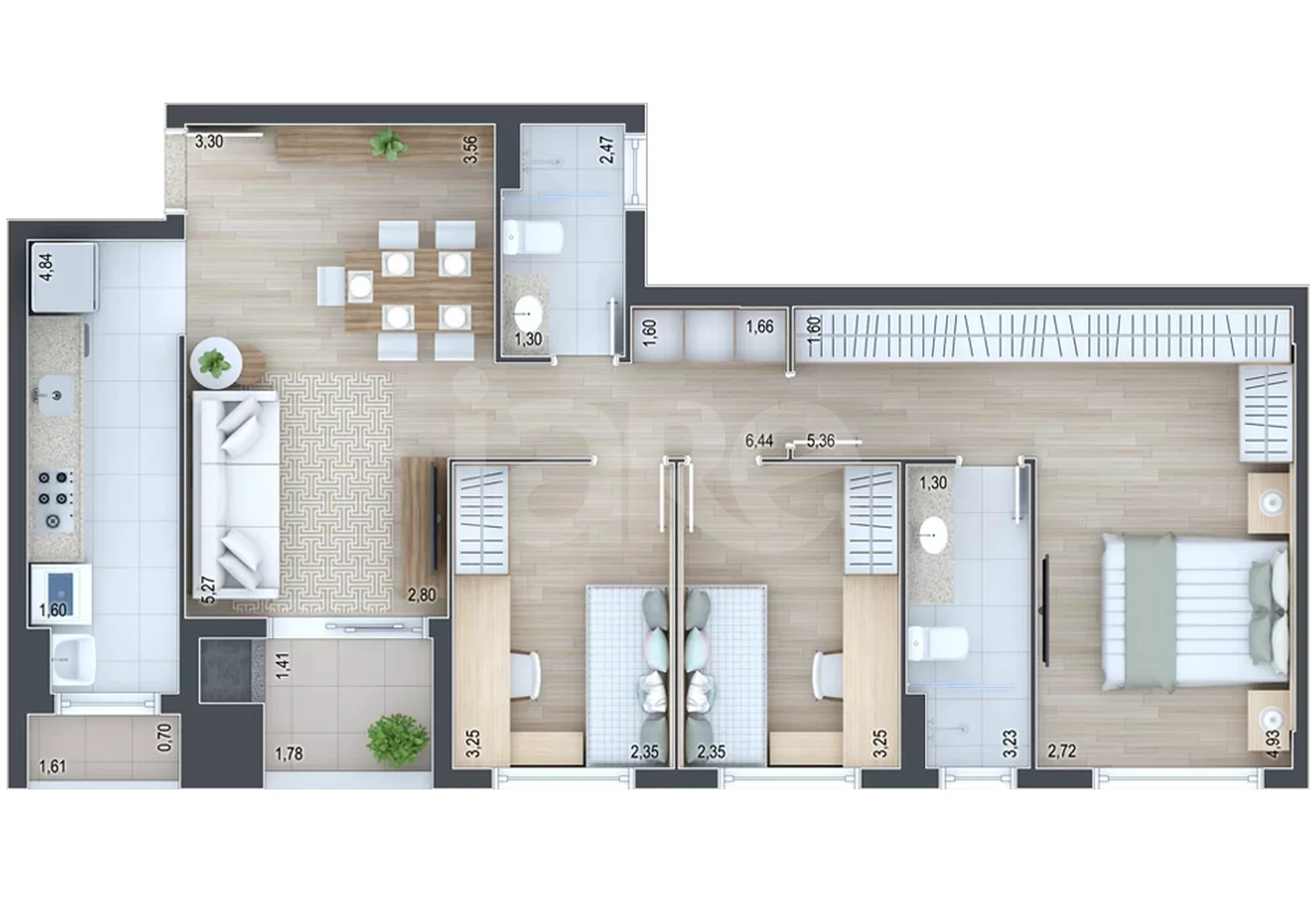 Planta — Apartamento 85,66 m²