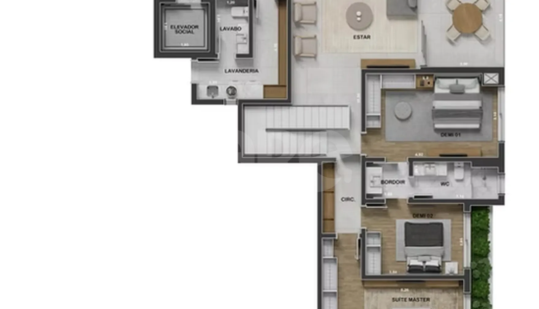 Planta — Cobertura final 4 - 3 dorm 292m² - duplex superior
