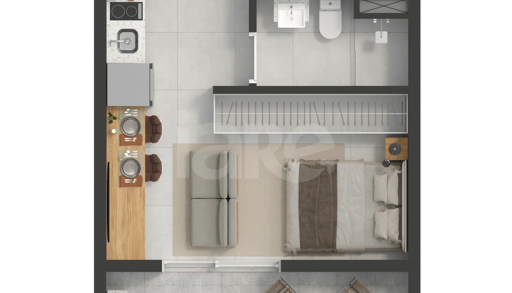 Planta — Studio 43,55 m²
