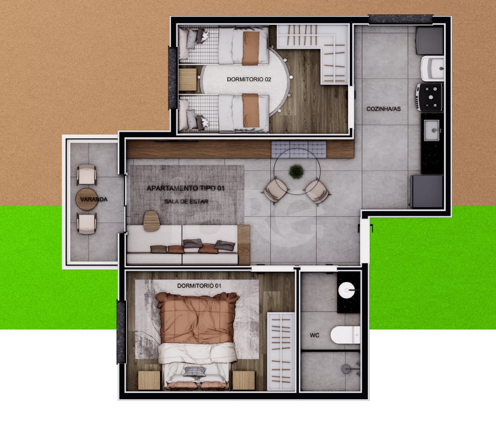 Planta — Apartamento 42,83 m²