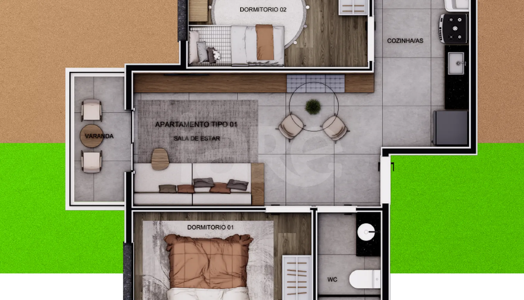 Planta — Apartamento 42,83 m²