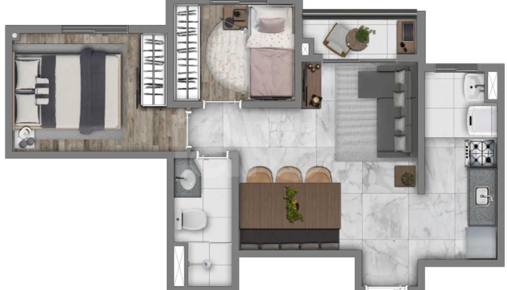 Planta — Apartamento 45,78 m²