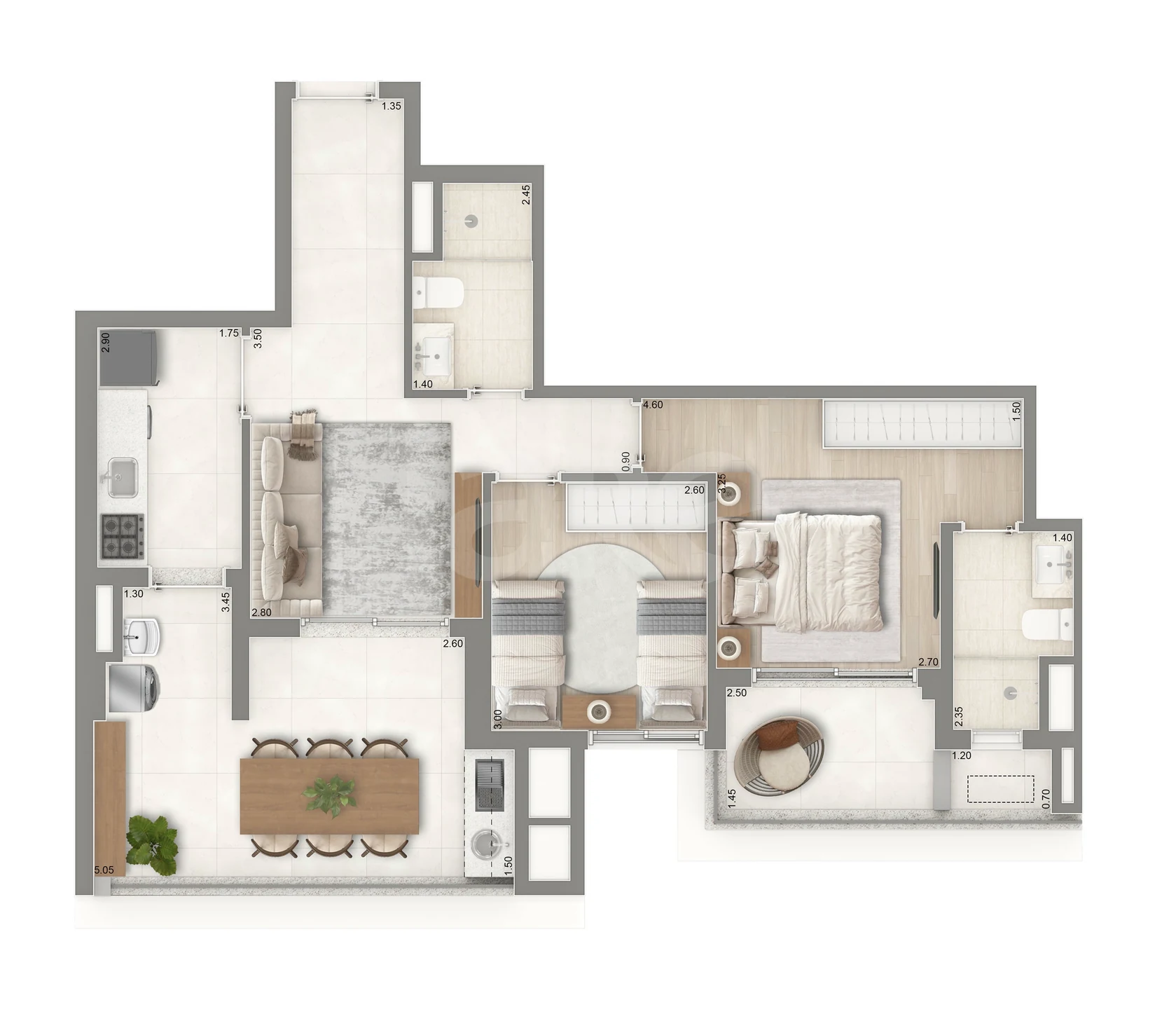 Planta — Apartamento 76 m²