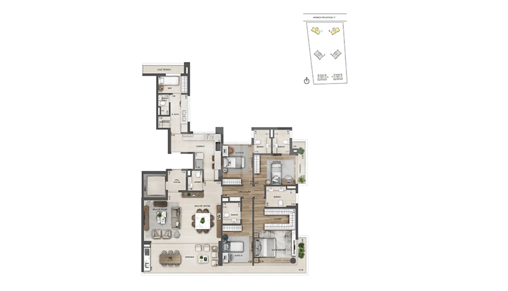Planta — Apartamento 194,32 m²